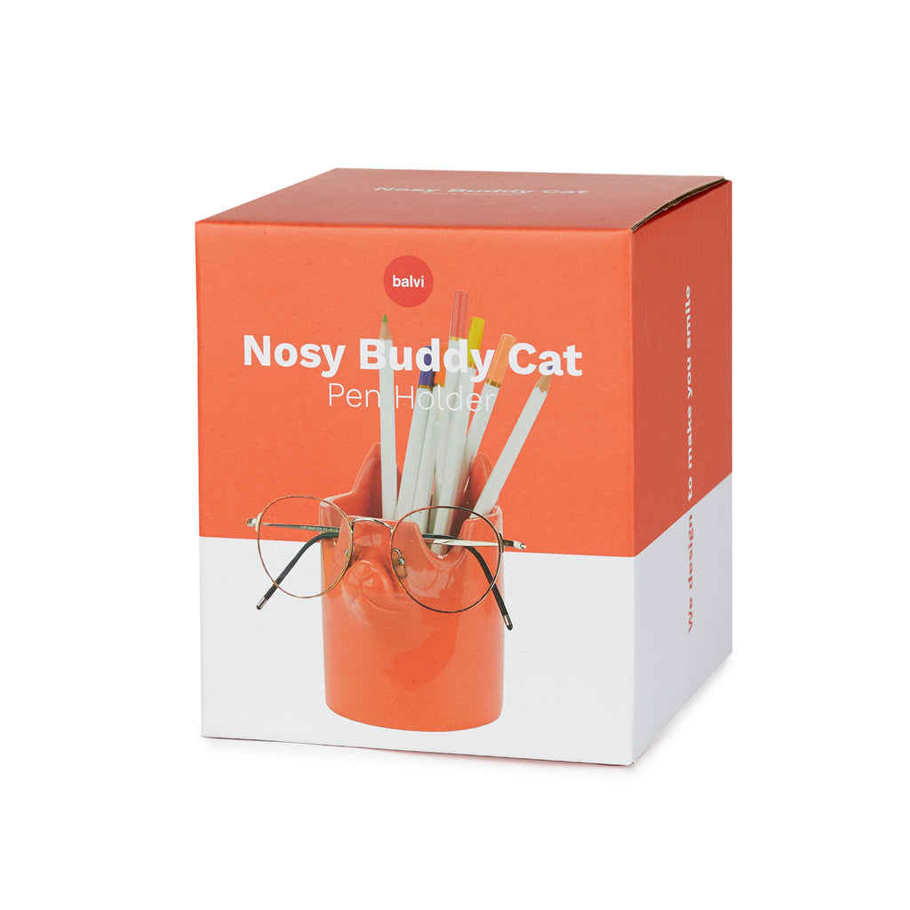 Nosy Buddy Cat Pencil Holder & Eyeglasses Holder